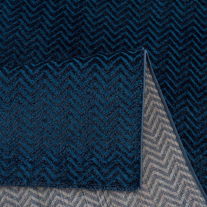 Tapis uni à relief chevrons - Bleu