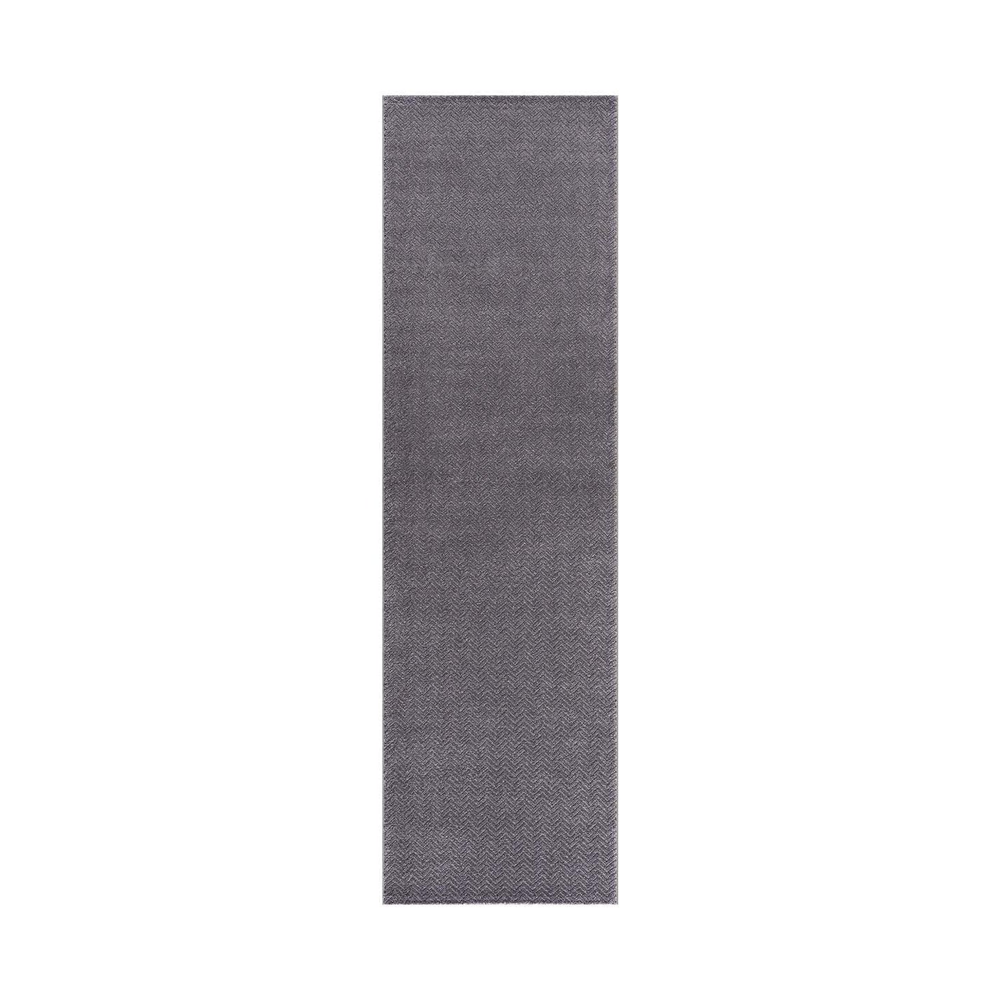 Tapis uni à relief chevrons - Gris