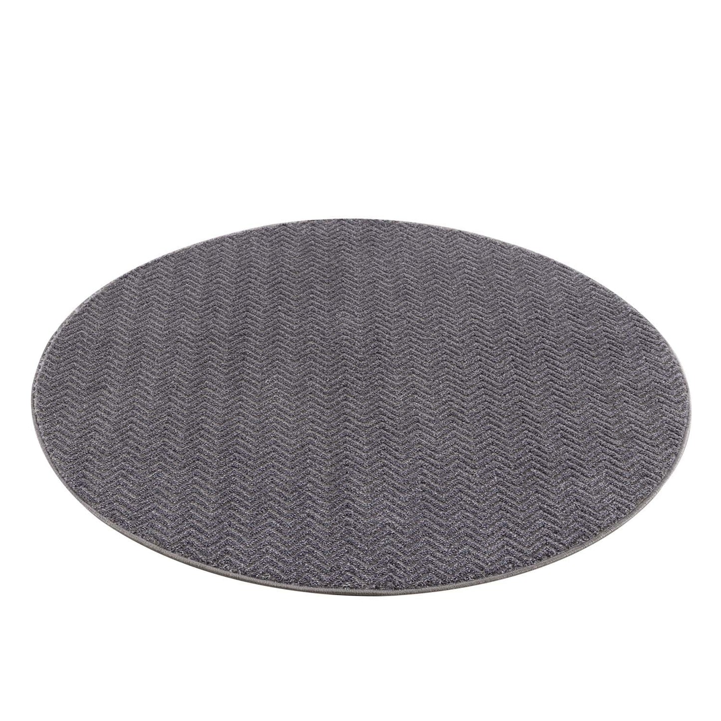 Tapis Rond uni à relief chevrons - Gris