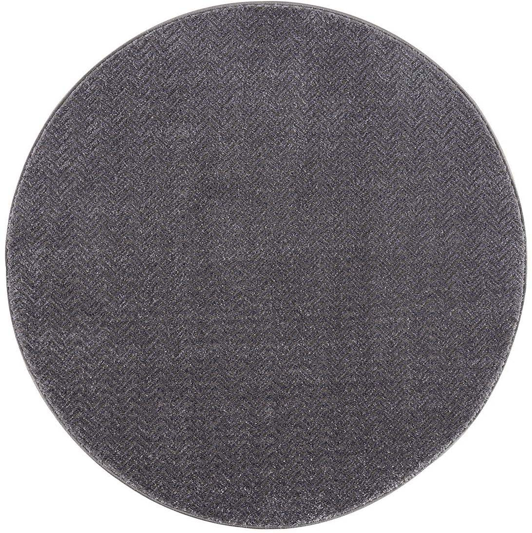 Tapis Rond uni à relief chevrons - Gris