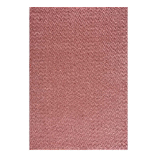 Tapis uni à relief chevrons - Rose