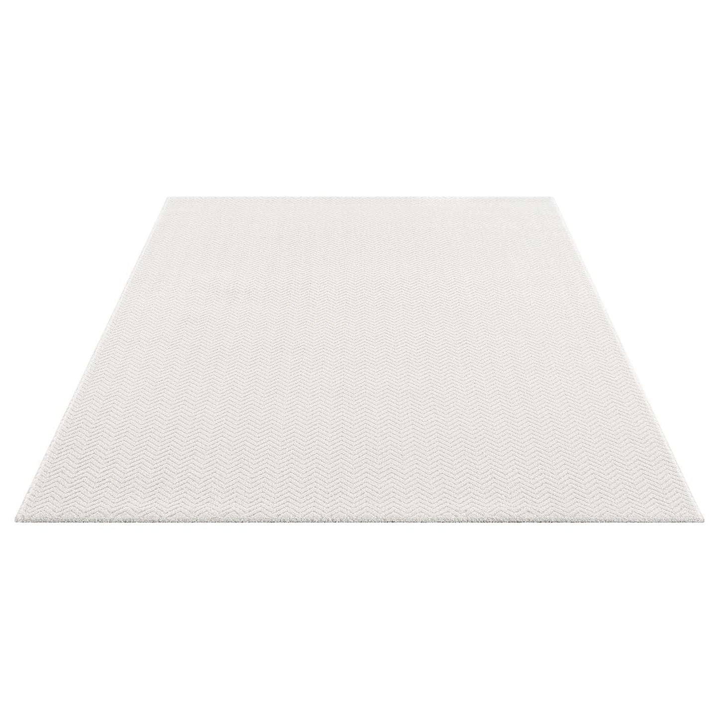 Tapis uni à relief chevrons - Crème