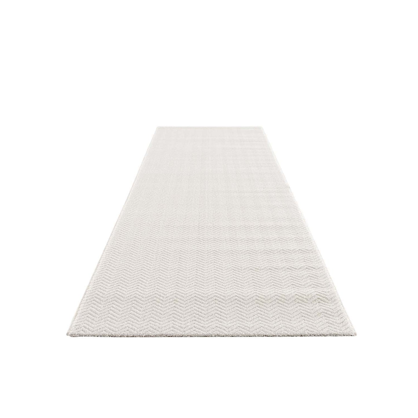 Tapis uni à relief chevrons - Crème