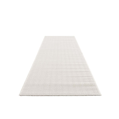 Tapis uni à relief chevrons - Crème