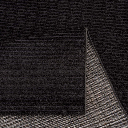 Tapis uni à motifs lignes en relief - Anthracite