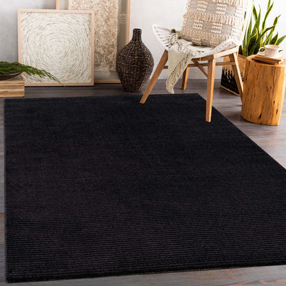 Tapis uni à motifs lignes en relief - Anthracite