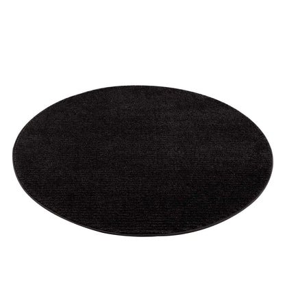 Tapis Rond uni à motifs lignes en relief - Anthracite