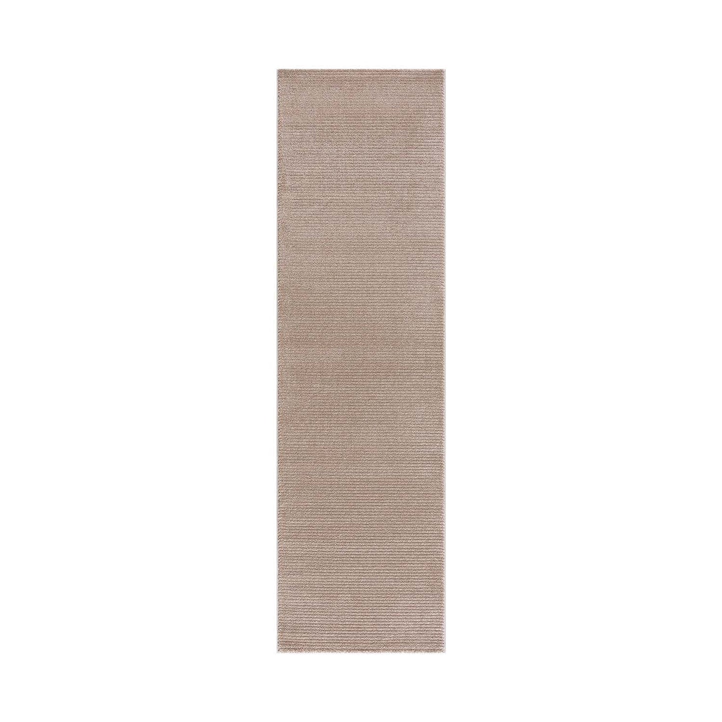 Tapis uni à motifs lignes en relief - Beige