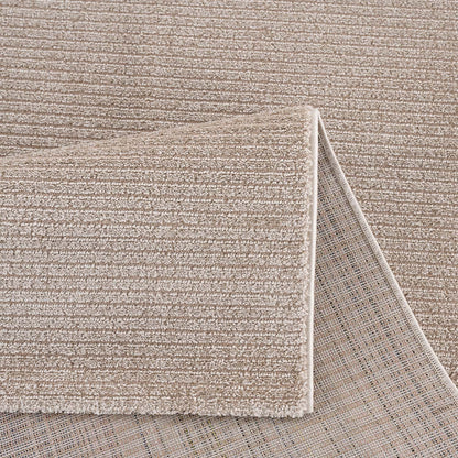 Tapis uni à motifs lignes en relief - Beige