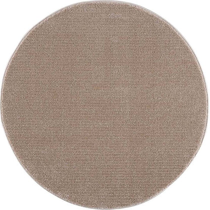 Tapis Rond uni à motifs lignes en relief - Beige