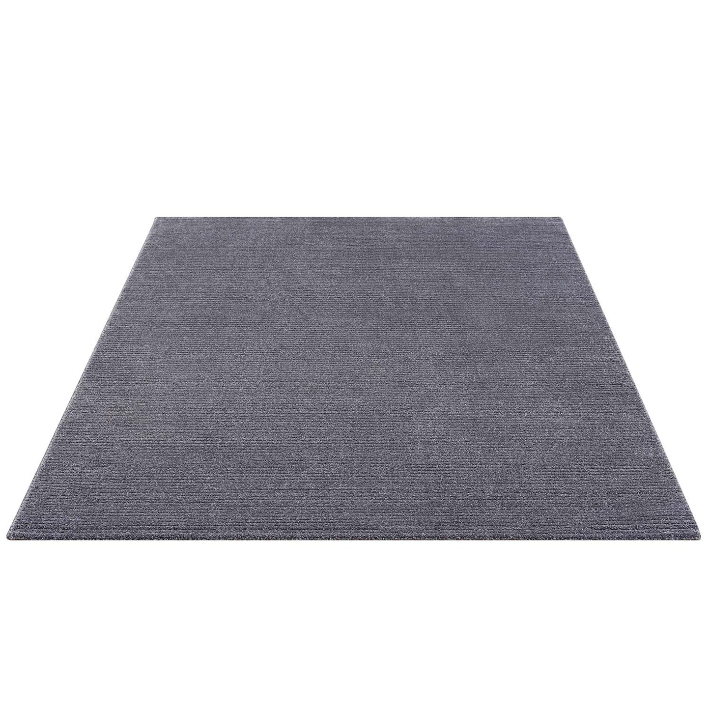 Tapis uni à motifs lignes en relief - Gris