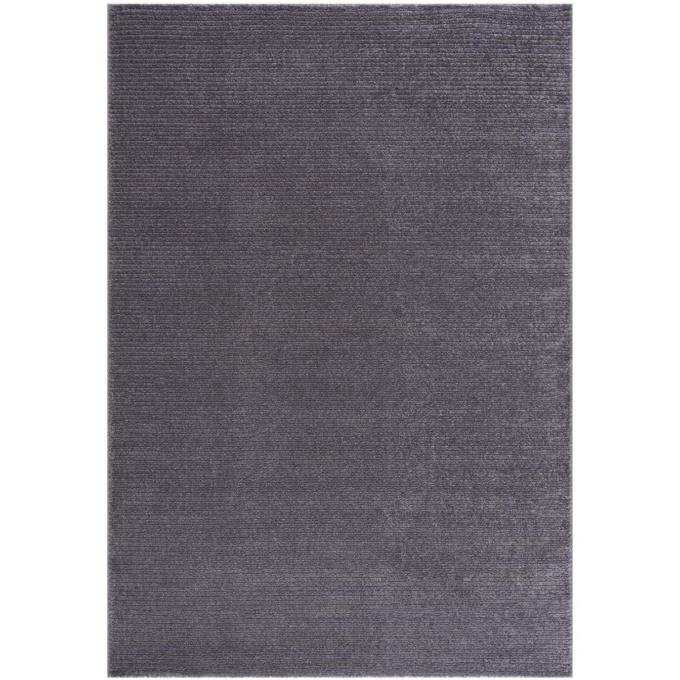 Tapis uni à motifs lignes en relief - Gris