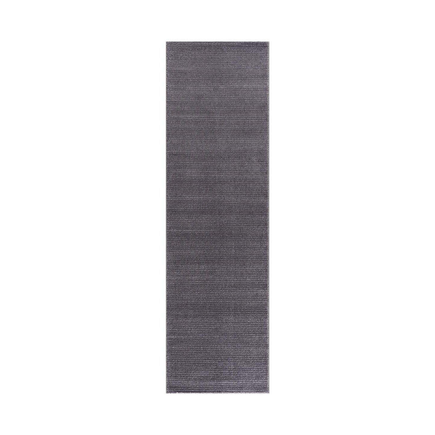 Tapis uni à motifs lignes en relief - Gris