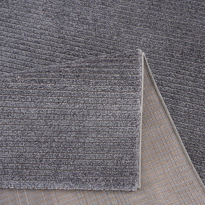 Tapis uni à motifs lignes en relief - Gris