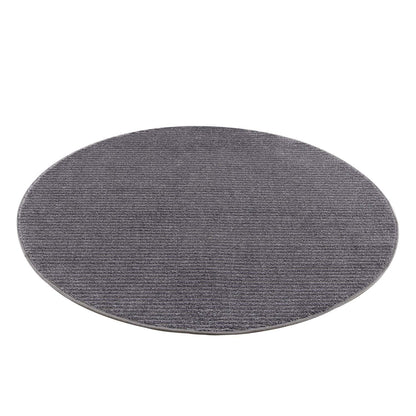 Tapis Rond uni à motifs lignes en relief - Gris