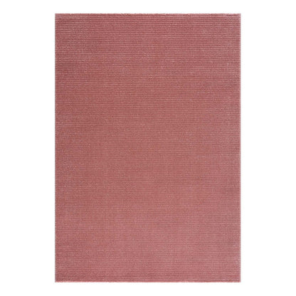 Tapis uni à motifs lignes en relief - Rose