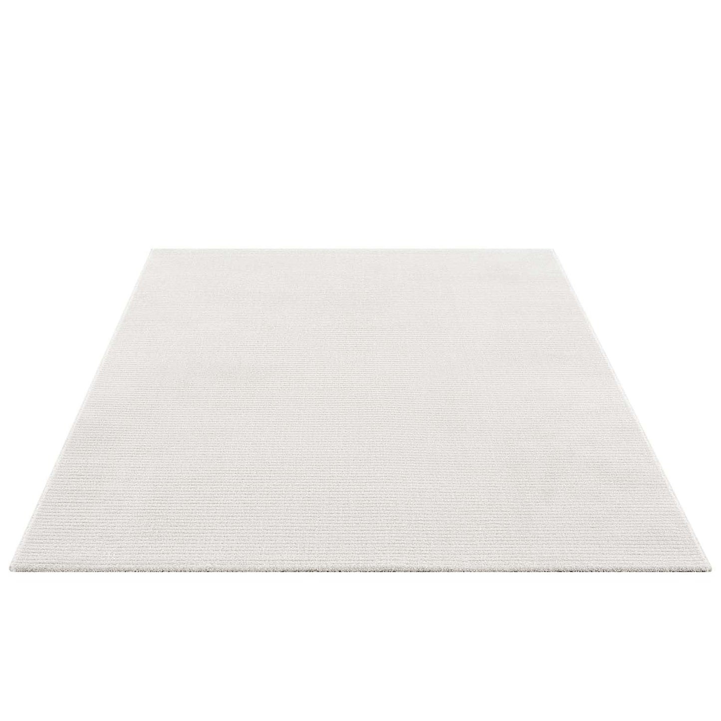 Tapis uni à motifs lignes en relief - Crème