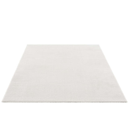 Tapis uni à motifs lignes en relief - Crème