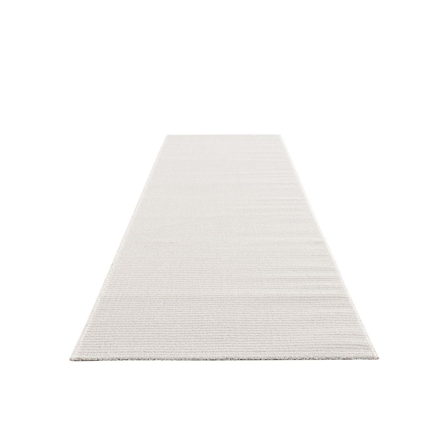 Tapis uni à motifs lignes en relief - Crème