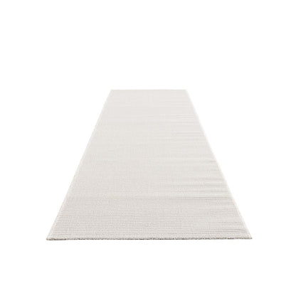 Tapis uni à motifs lignes en relief - Crème