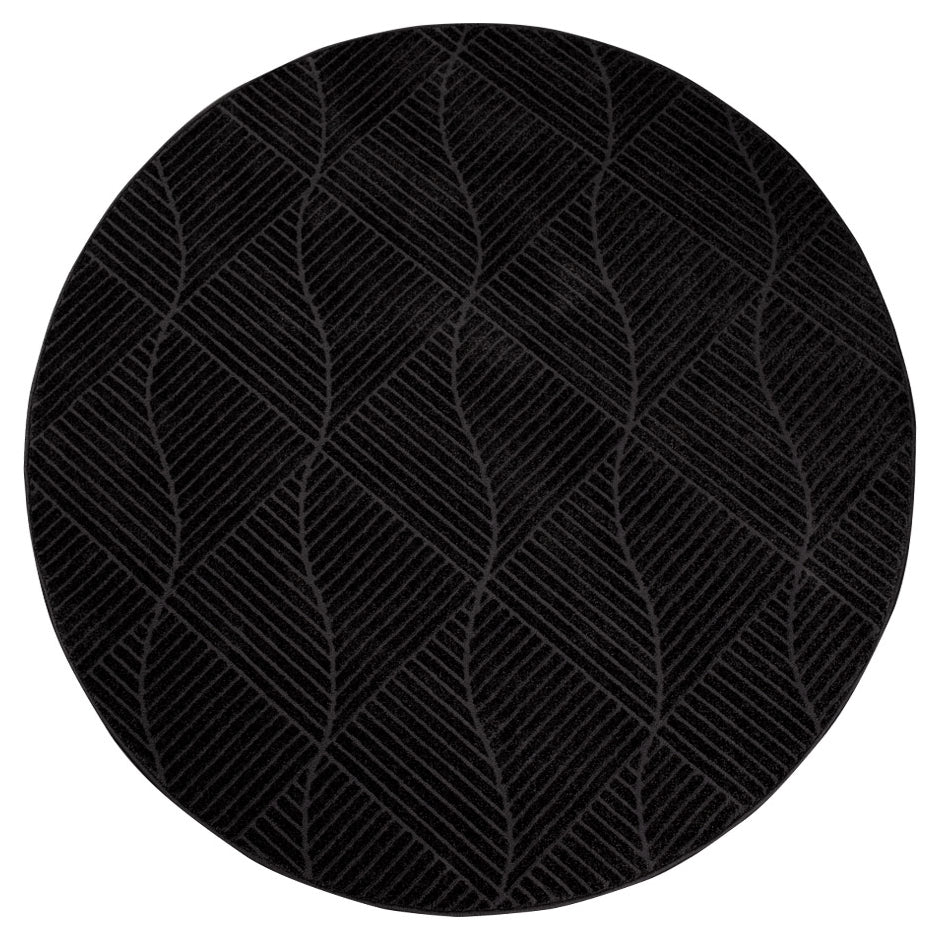 Tapis Rond à motifs géométriques en relief - Anthracite