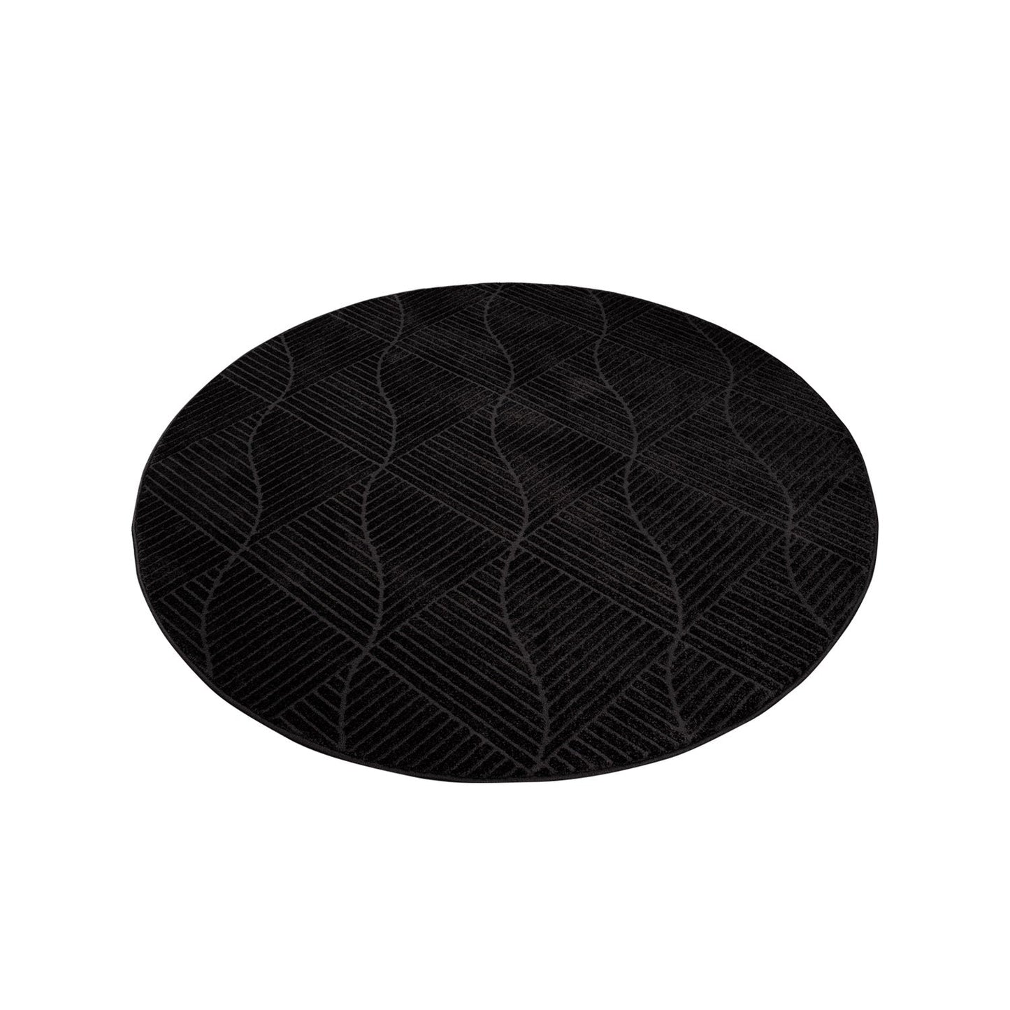 Tapis Rond à motifs géométriques en relief - Anthracite