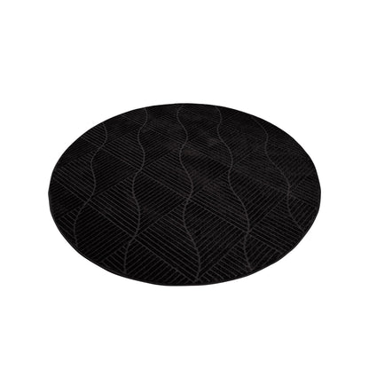 Tapis Rond à motifs géométriques en relief - Anthracite