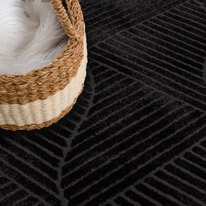 Tapis uni à motifs géométrique en relief - Anthracite