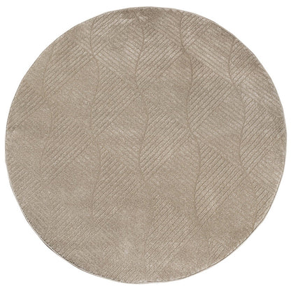 Tapis Rond à motifs géométriques en relief - Beige