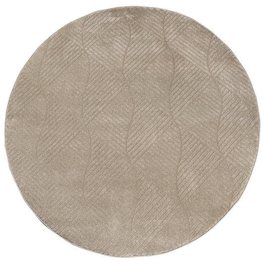 Tapis Rond Uni à relief Géométrique beige