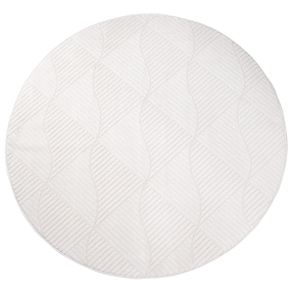 Tapis Rond à motifs géométriques en relief - Crème