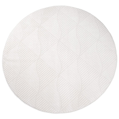 Tapis Rond à motifs géométriques en relief - Crème