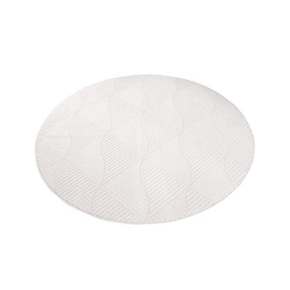 Tapis Rond à motifs géométriques en relief - Crème