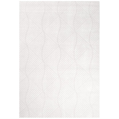 Tapis uni à motifs géométrique en relief - Blanc