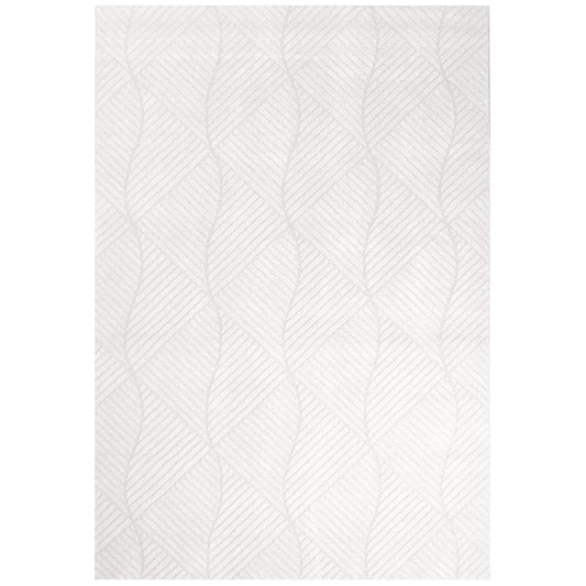 Tapis uni à relief Géométrique blanc