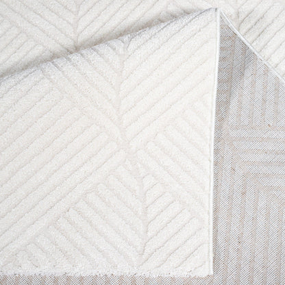 Tapis uni à motifs géométrique en relief - Blanc