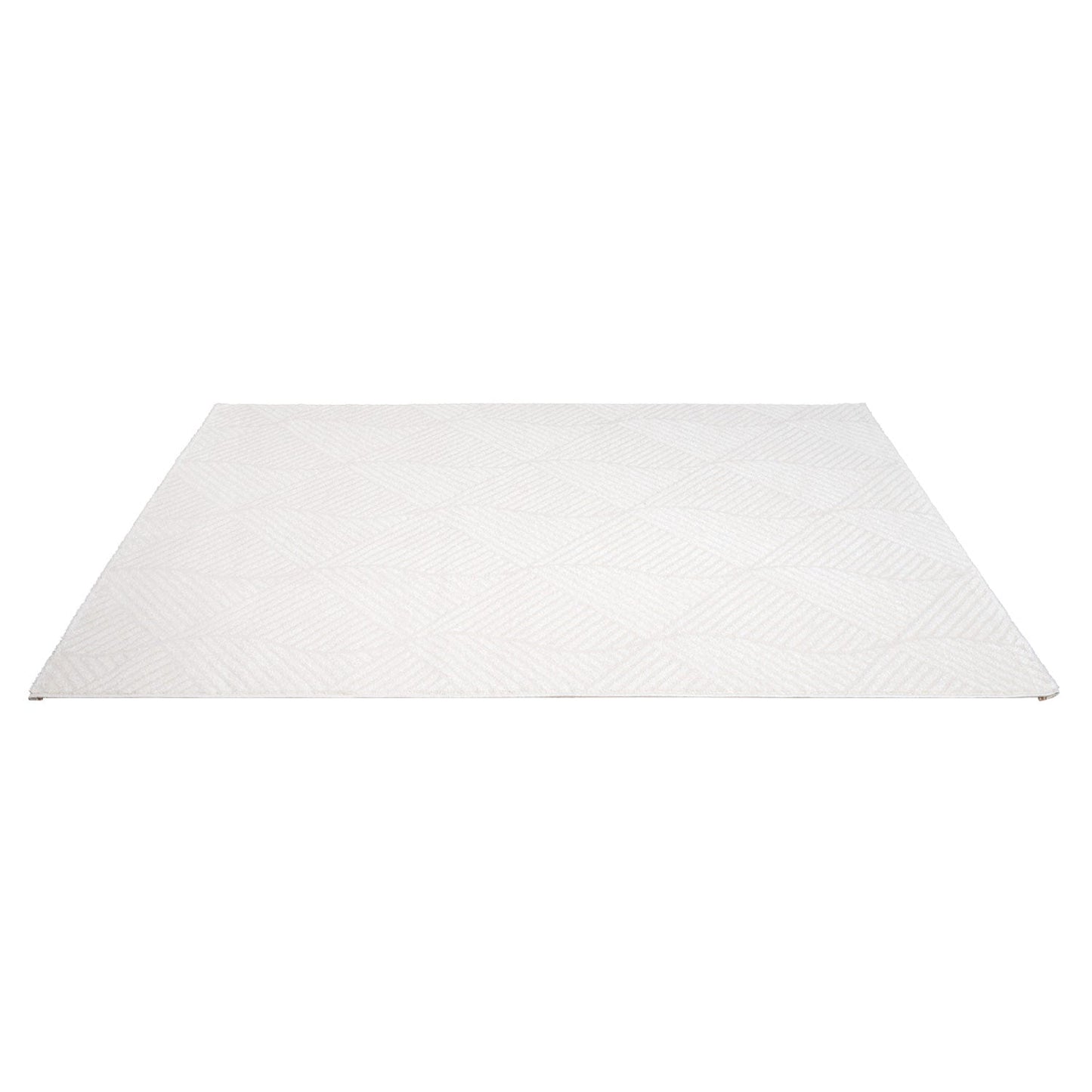 Tapis uni à motifs géométrique en relief - Blanc