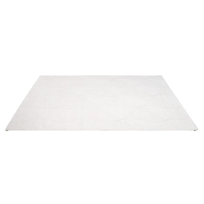 Tapis uni à motifs géométrique en relief - Blanc