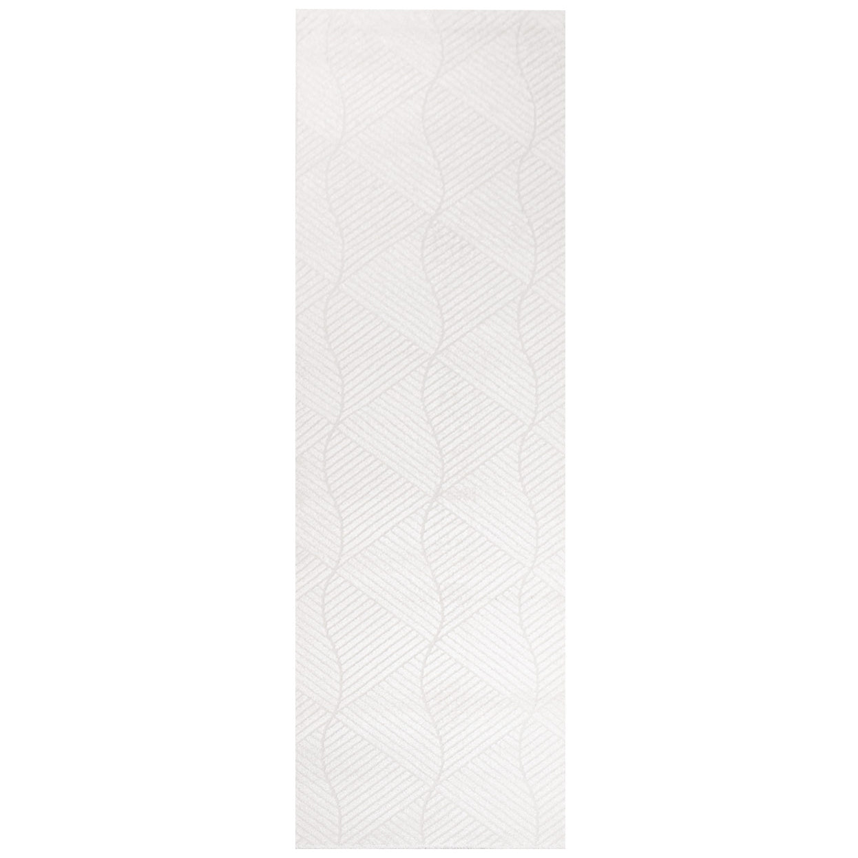 Tapis uni à motifs géométrique en relief - Blanc