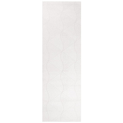 Tapis uni à motifs géométrique en relief - Blanc