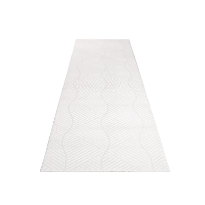 Tapis uni à motifs géométrique en relief - Blanc