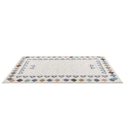 tapis multicolore à poils longs et motifs relief