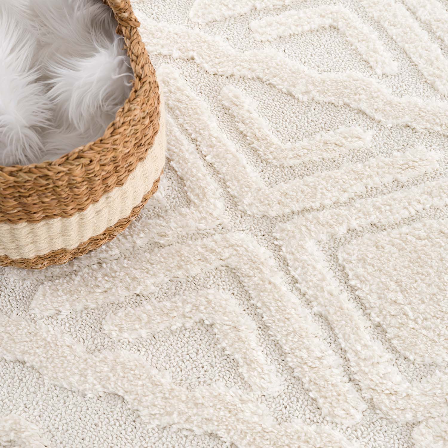 Tapis rond à relief AMORE 2 Crème – STUDIO DECO
