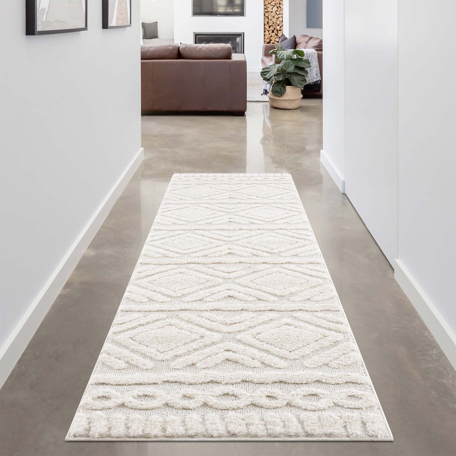 Tapis de couloir à relief AMORE 2 Crème – STUDIO DECO