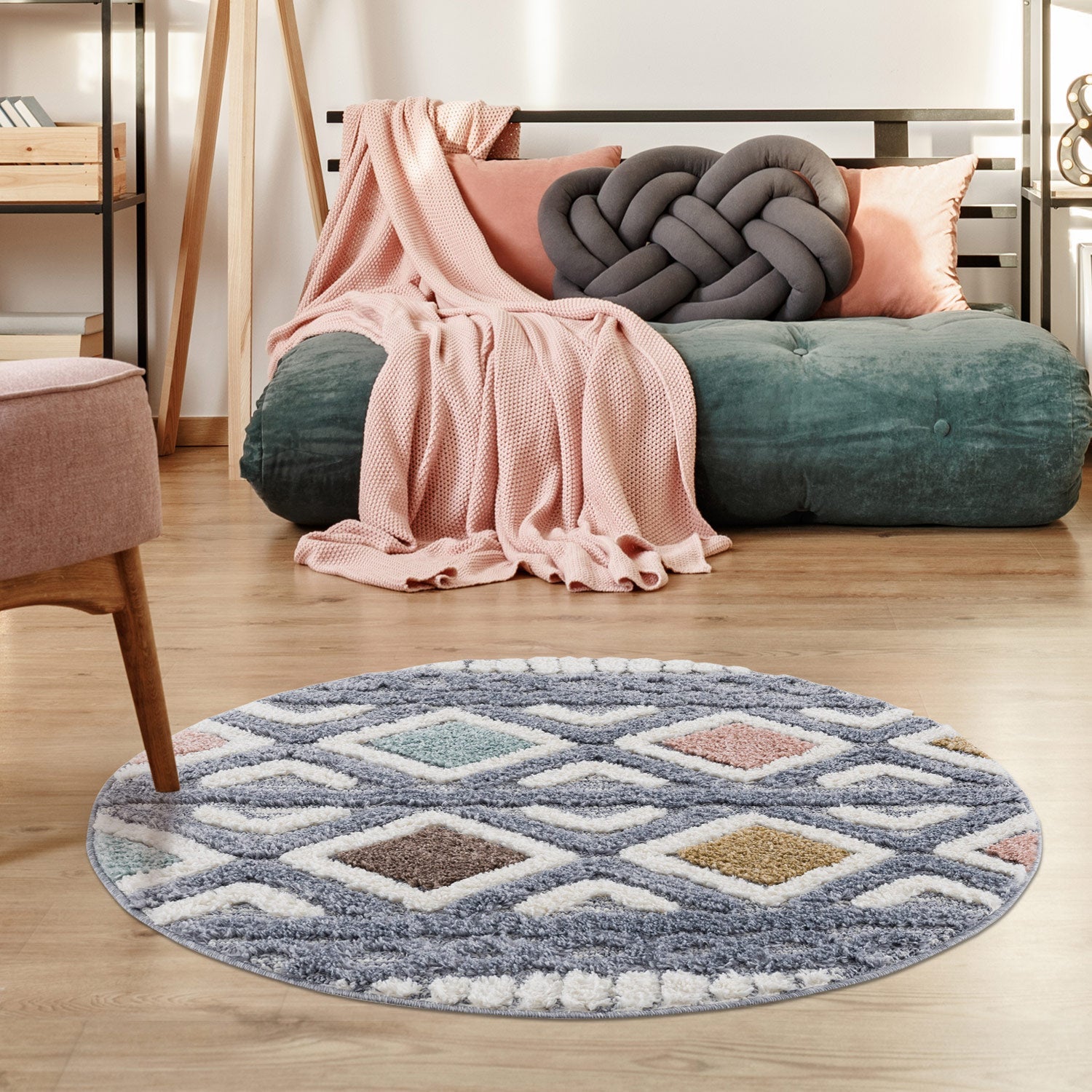 Tapis rond à relief AMORE 2 Multicolore – STUDIO DECO