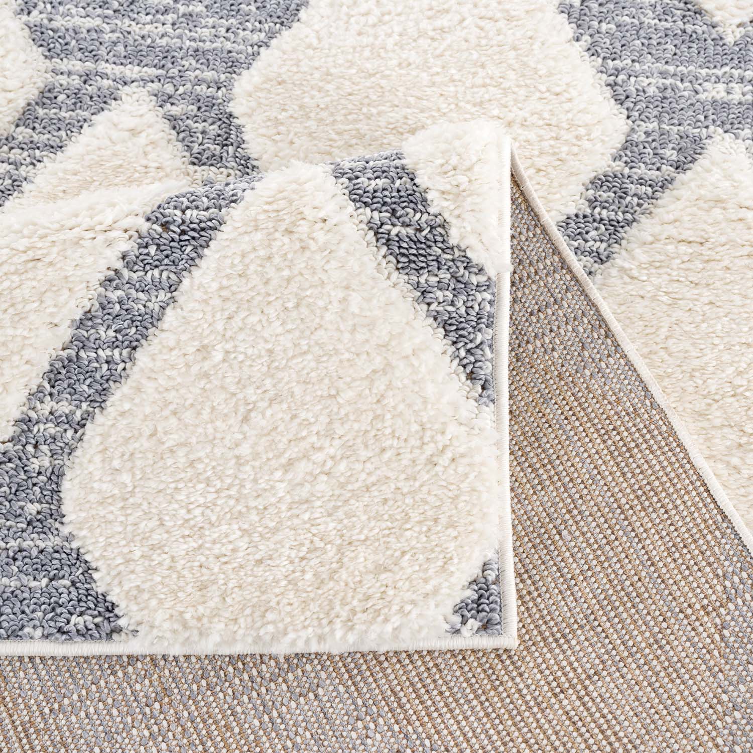 Tapis Bohème à poils longs et relief crème – STUDIO DECO : Tapis