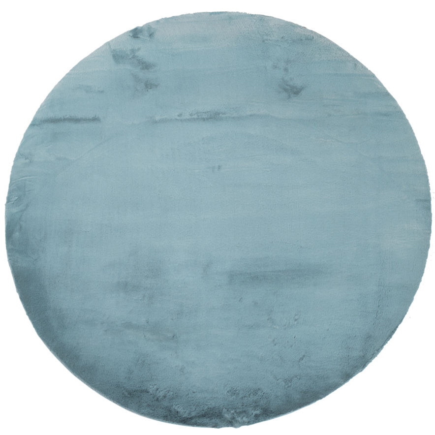 Tapis de Fourrure Rond Velours Bleu Canard – STUDIO DECO
