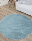 Tapis de Fourrure Rond Velours Bleu Canard – STUDIO DECO