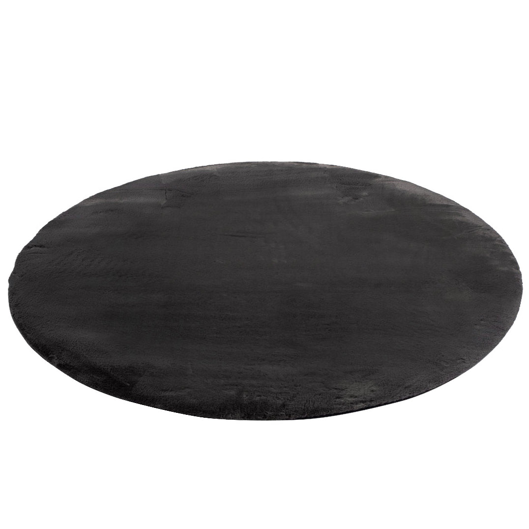 Tapis de Fourrure Rond Velours Graphite