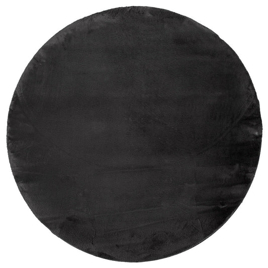 Tapis de Fourrure Rond Velours Graphite